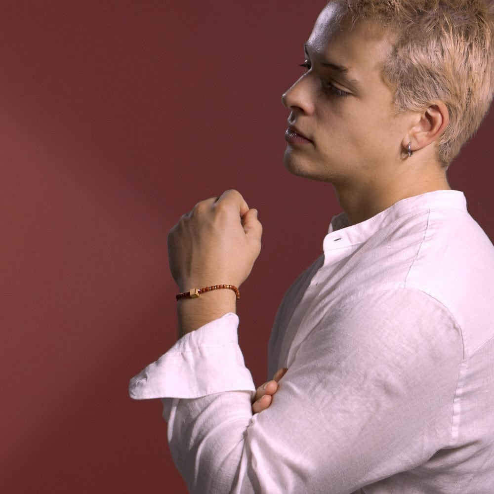 Bracelet Jaspe Rouge Gabriel Or Porter