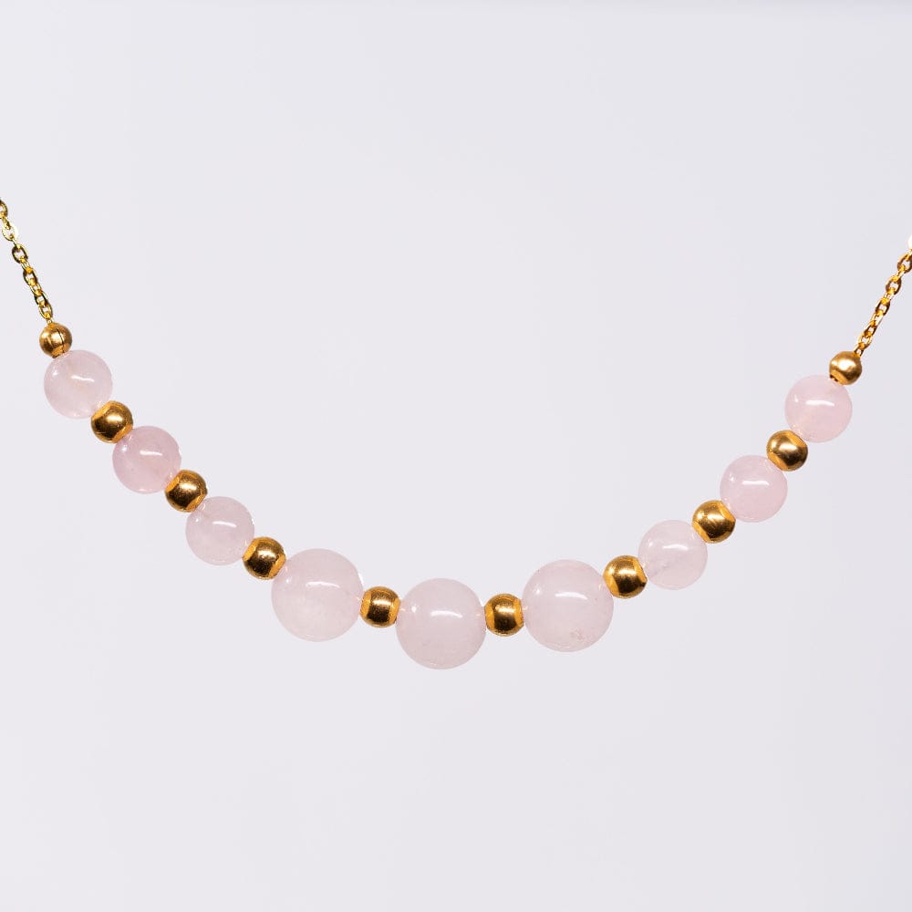 Collier Quartz Rose - Acier Inoxydable Or