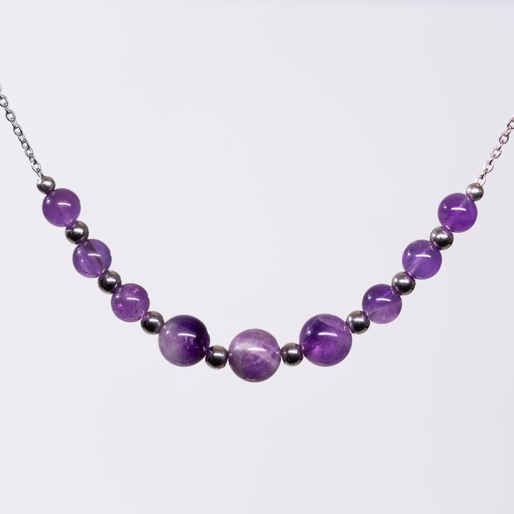 Collier en Améthyste - Acier Inoxydable argent