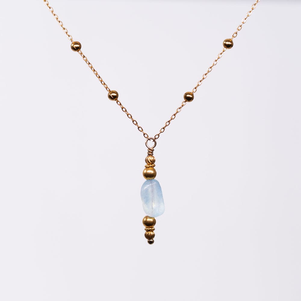 Collier en Aigue Marine Eva - Acier Inoxydable Or