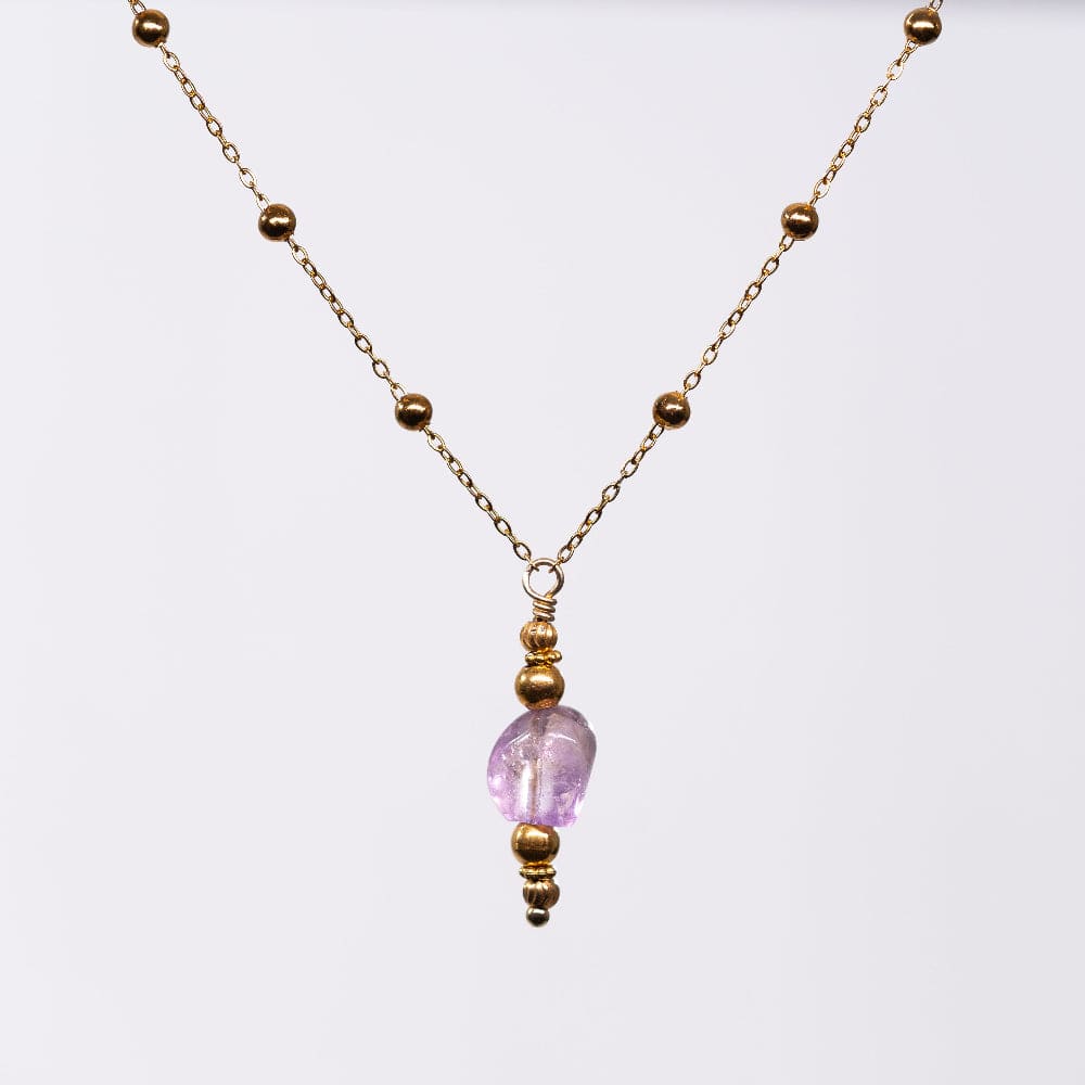Collier en Améthyste - Acier Inoxydable Or