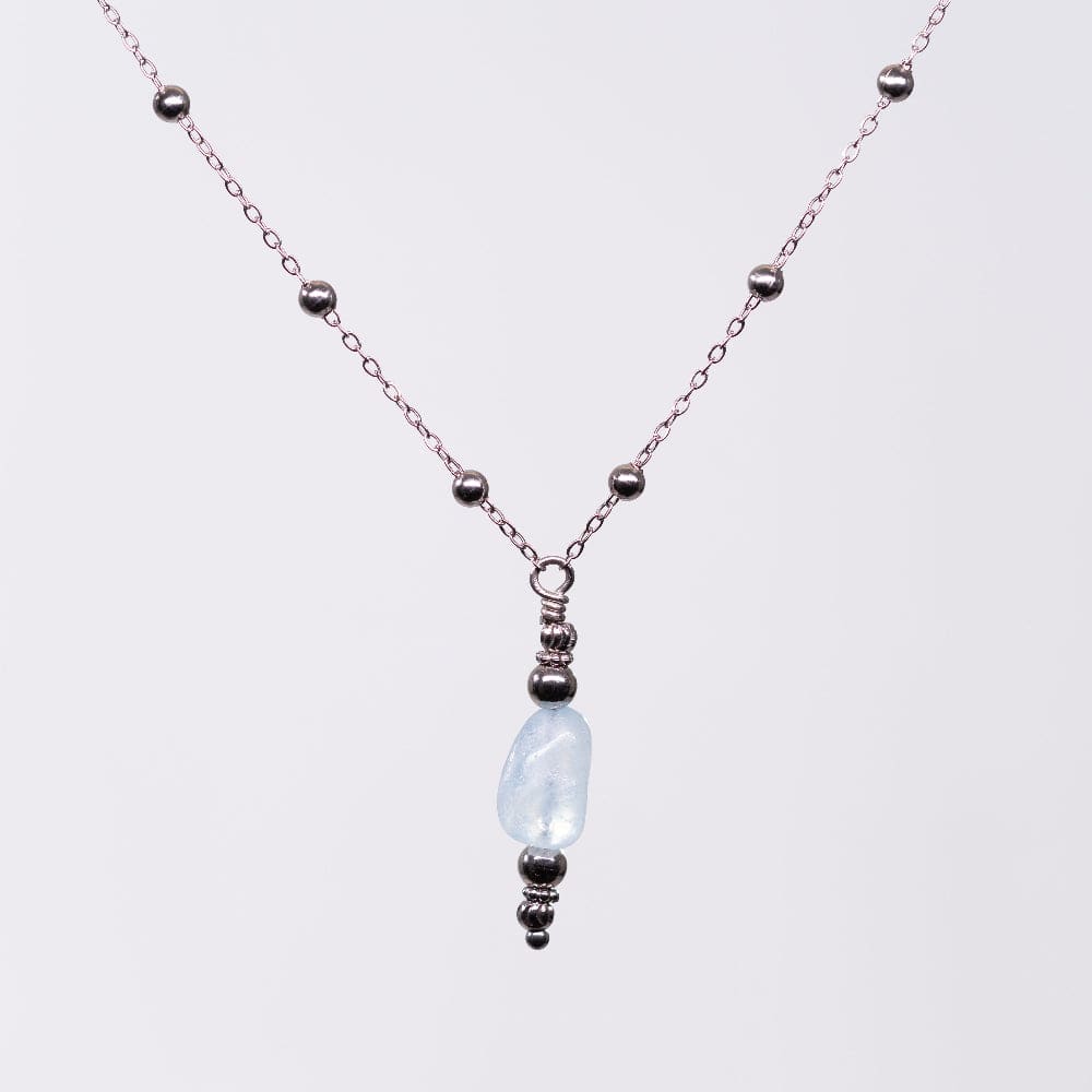 Collier en Aigue Marine Eva - Acier Inoxydable Argent