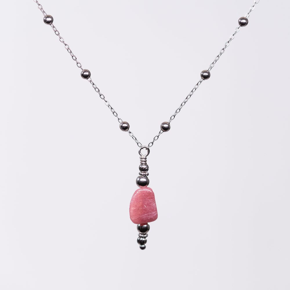 Collier en Tourmaline Rose Eva - Acier Inoxydable Argent