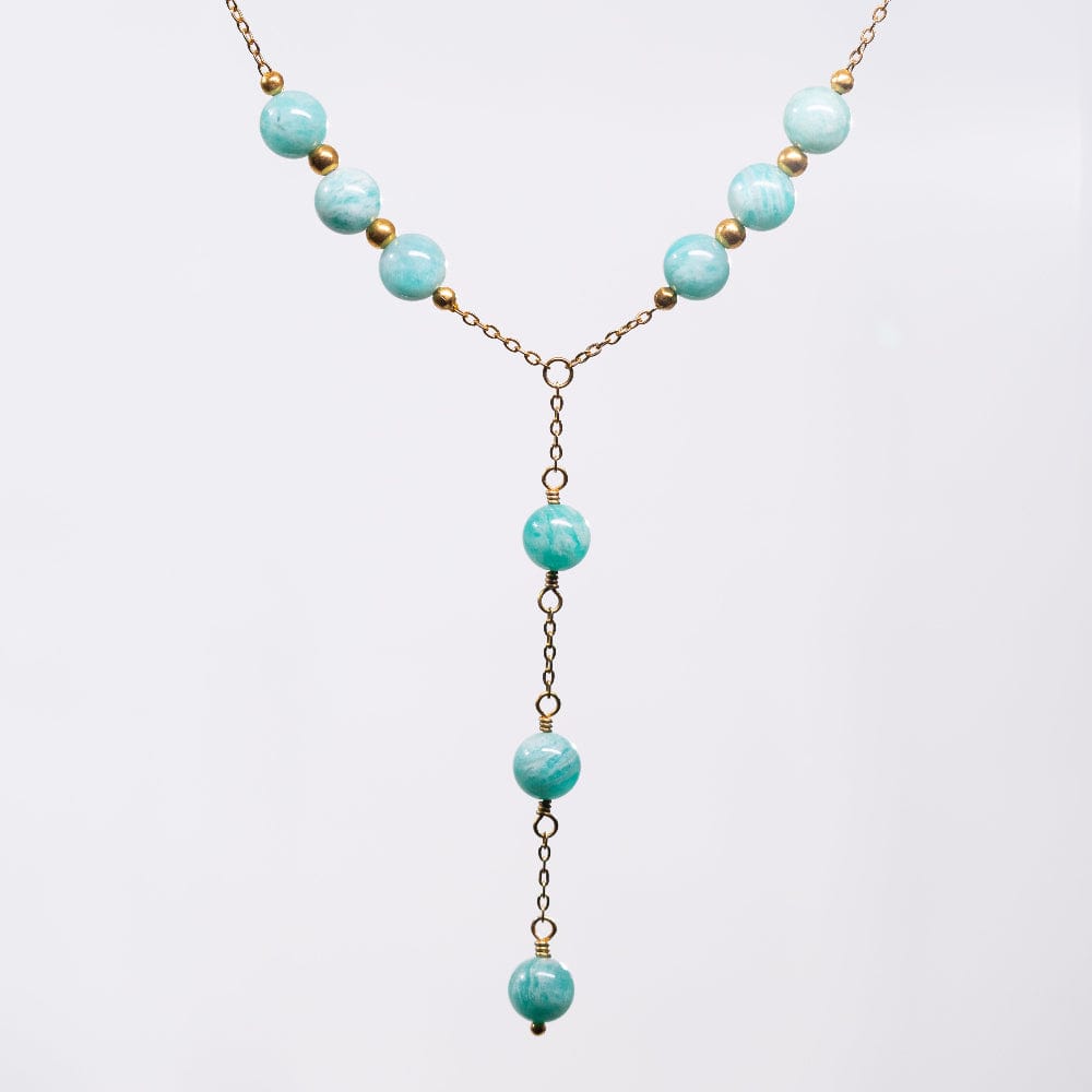 Collier en Amazonite Cassandra - Acier Inoxydable Or