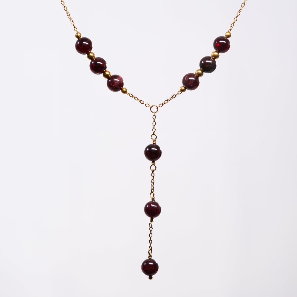 Collier en Grenat Cassandra - Acier Inoxydable Or