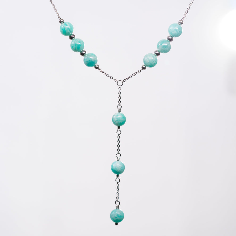 Collier en Amazonite Cassandra - Acier Inoxydable Argent