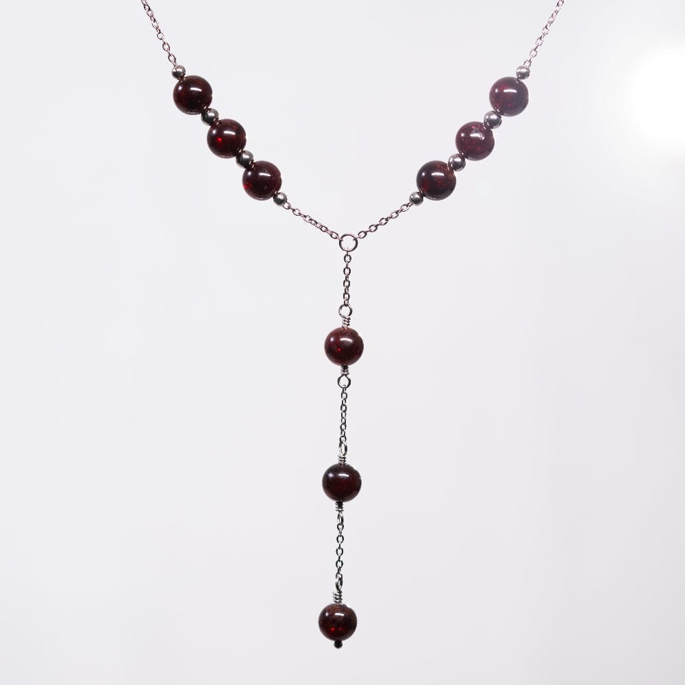 Collier en Grenat Cassandra - Acier Inoxydable Argent