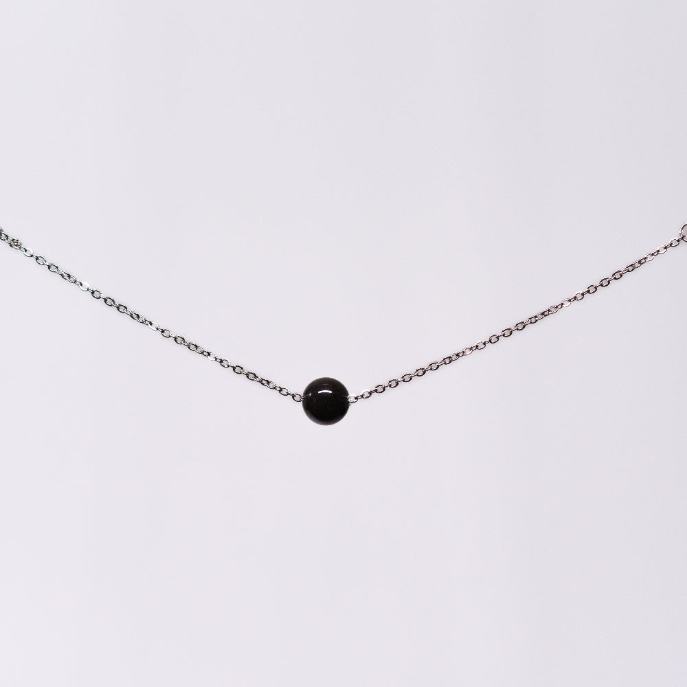Bracelet tourmaline Noir Séverine - Acier Inoxydable Argent
