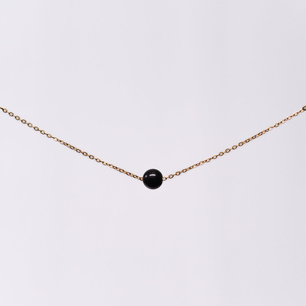 Bracelet Tourmaline Noir Séverine - Acier Inoxydable Or