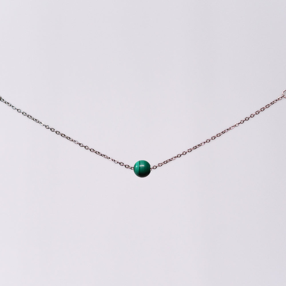 Bracelet Malachite Séverine - Acier Inoxydable Argent