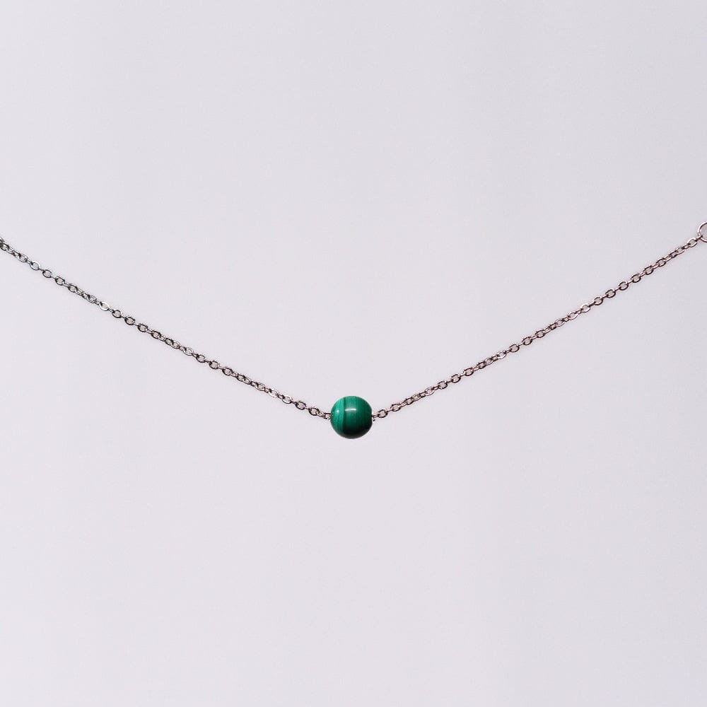 Bracelet Malachite Séverine - Acier Inoxydable Argent