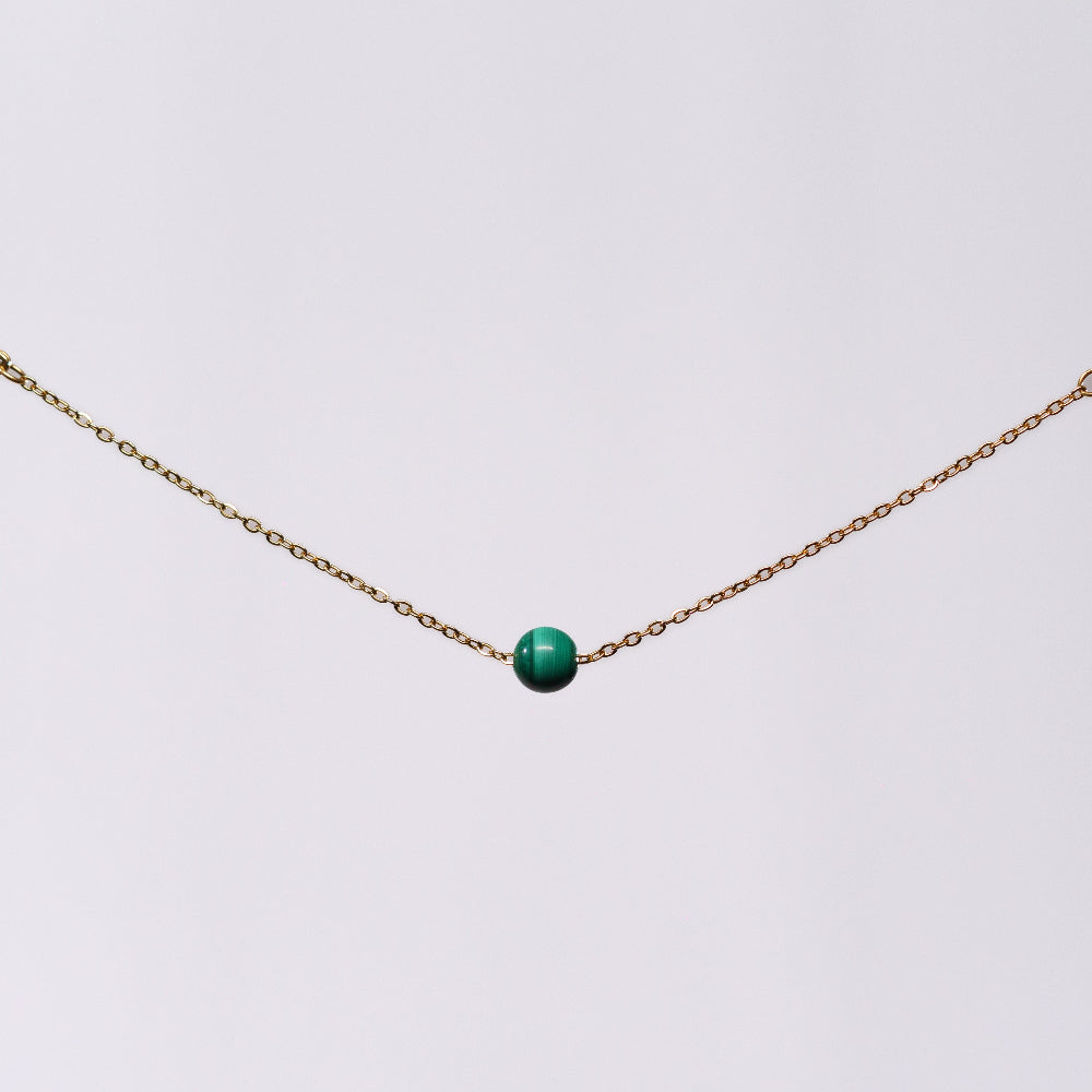 Bracelet Malachite Séverine - Acier Inoxydable Or