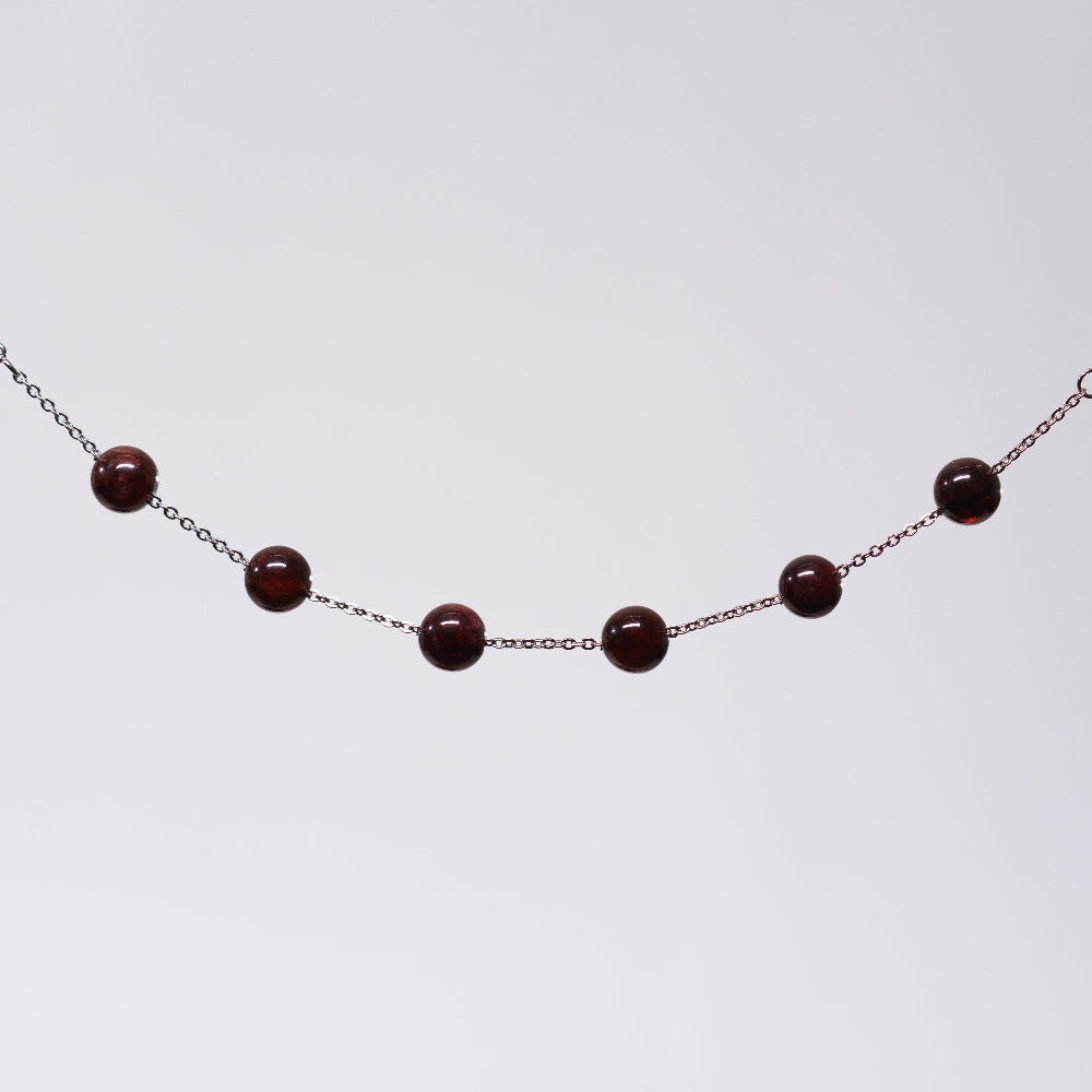 Bracelet Grenat Cassandra - Acier Inoxydable Argent