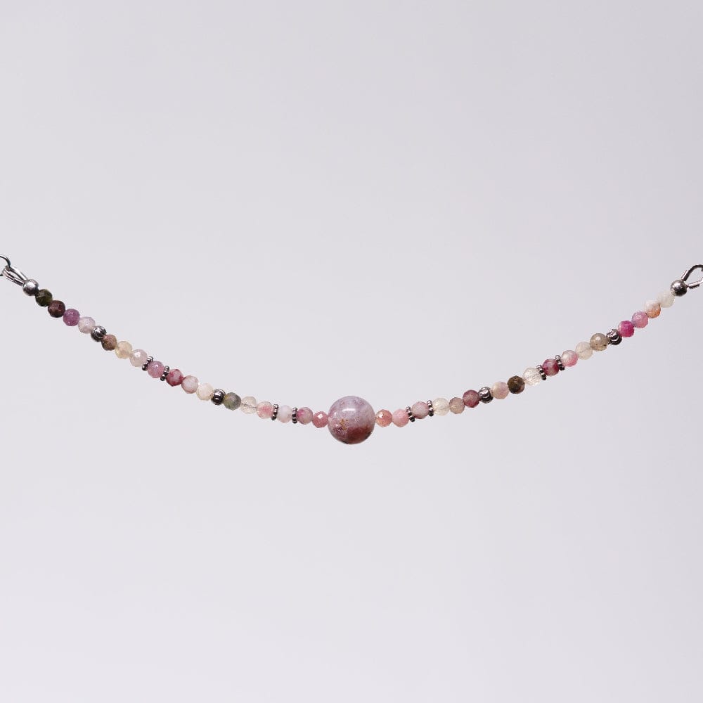 Bracelet Tourmaline Rose Célia - Acier Inoxydable Argent