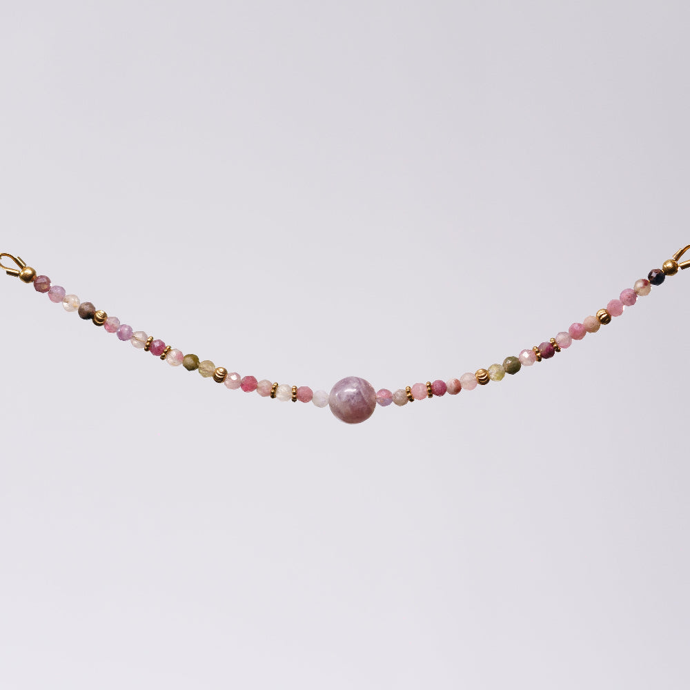 Bracelet Tourmaline Rose Célia - Acier Inoxydable Or