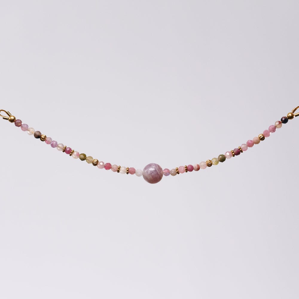 Bracelet Tourmaline Rose Célia - Acier Inoxydable Or