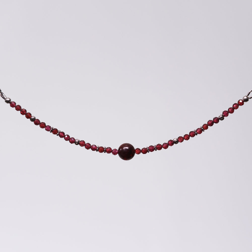 Bracelet Grenat Célia - Acier Inoxydable Argent