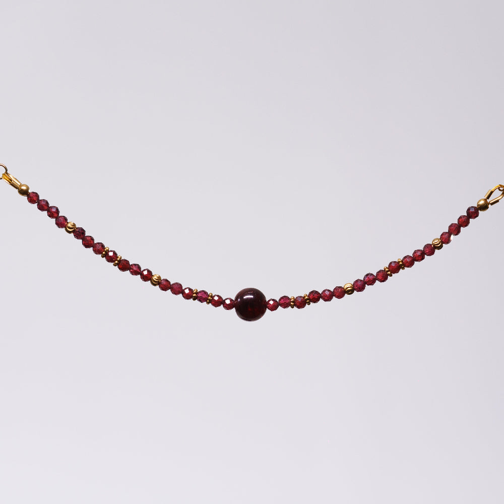 Bracelet Grenat Célia - Acier Inoxydable Or