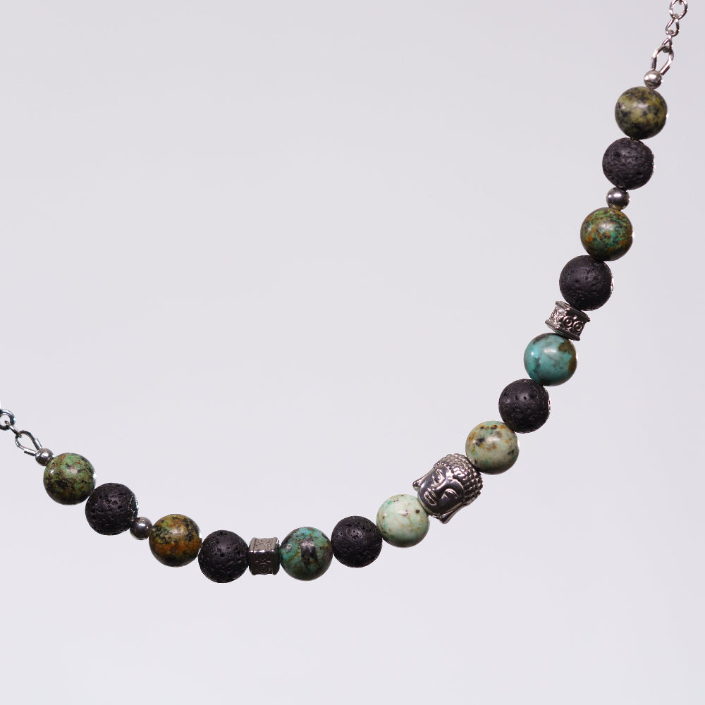 Bracelet Turquoise Africaine Éric - Acier Inoxydable Argent