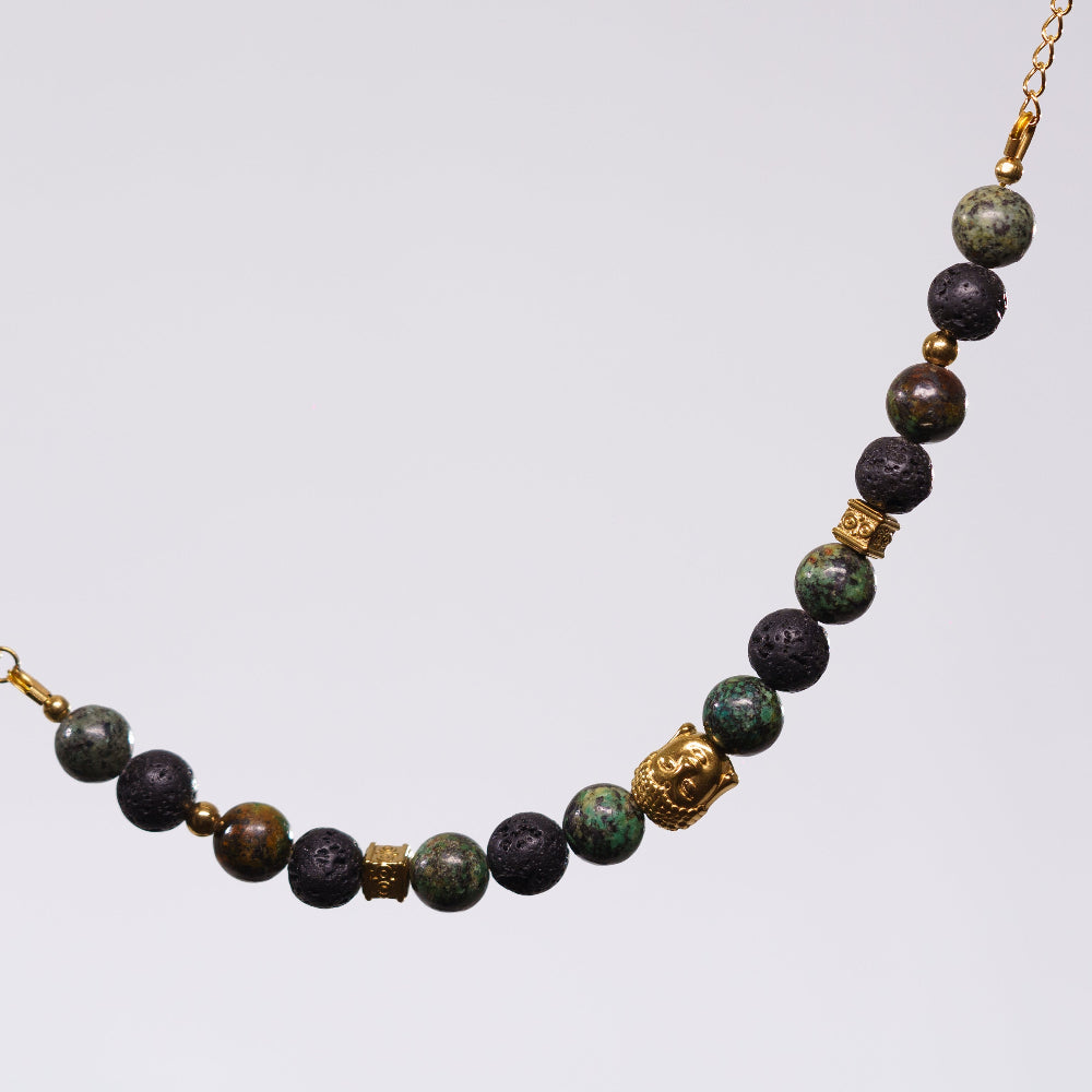 Bracelet Turquoise Africaine Éric - Acier Inoxydable Or