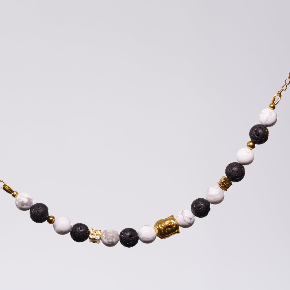 Bracelet Howlite Éric - Acier Inoxydable Or
