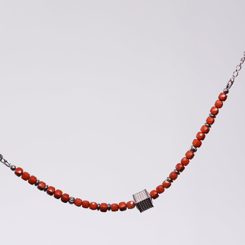 Bracelet Jaspe Rouge Gabriel - Acier Inoxydable Argent