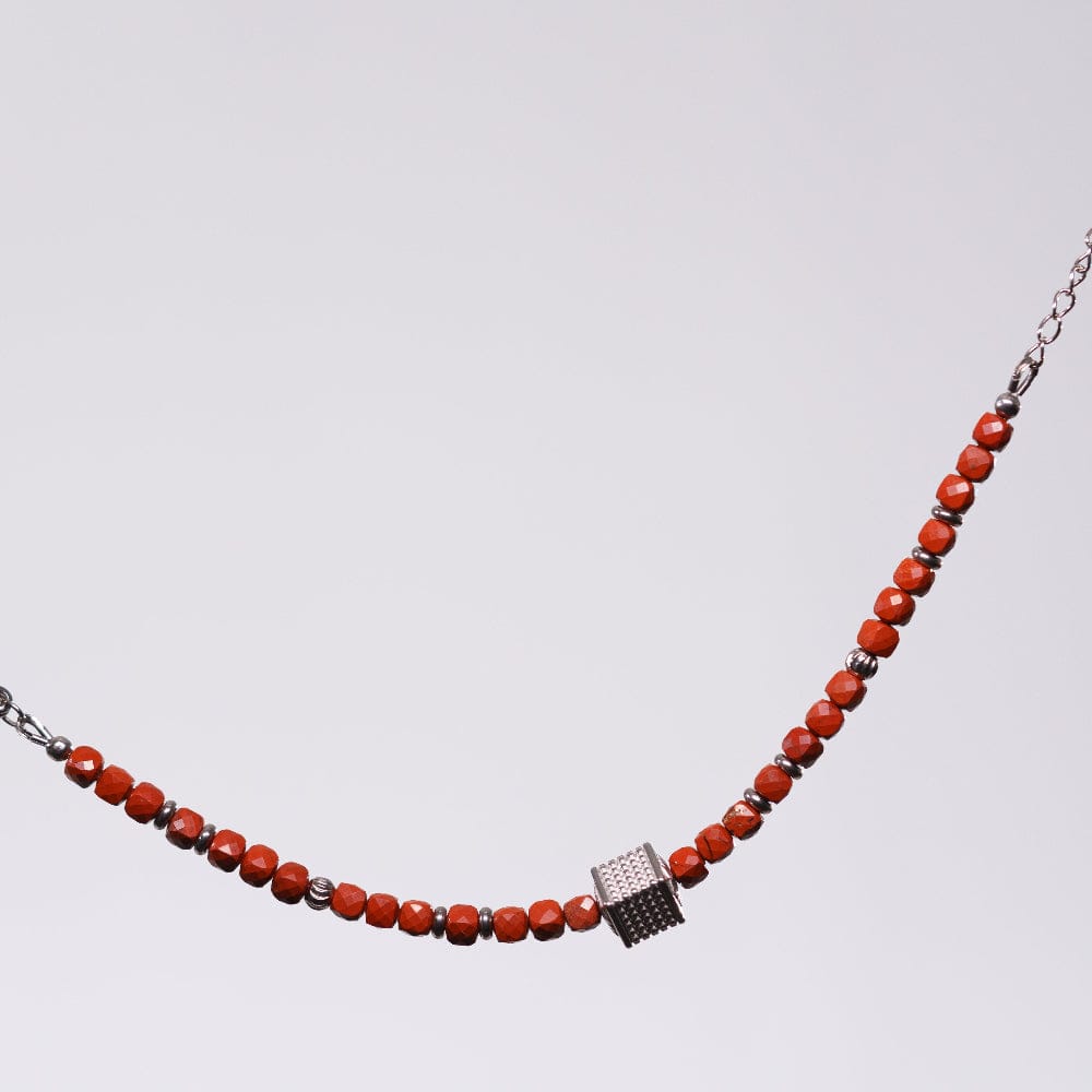 Bracelet Jaspe Rouge Gabriel - Acier Inoxydable Argent
