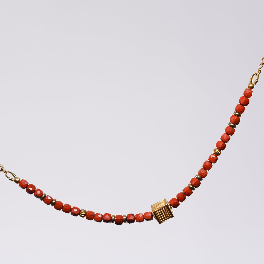 Bracelet Jaspe Rouge Gabriel - Acier Inoxydable Or