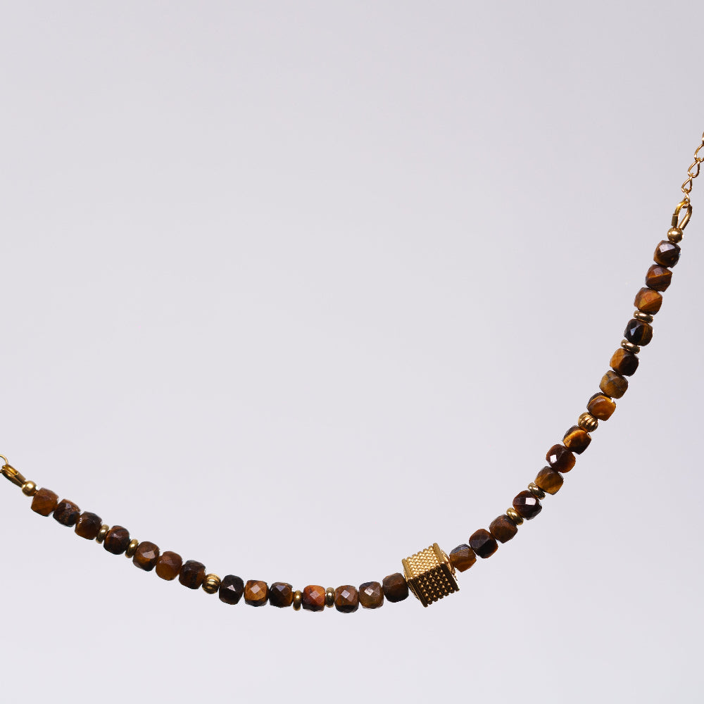 Bracelet Œil de Tigre Gabriel - Acier Inoxydable Or