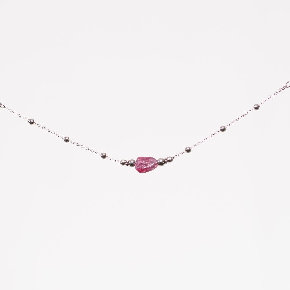 Bracelet Tourmaline Rose Eva - Acier Inoxydable Argent