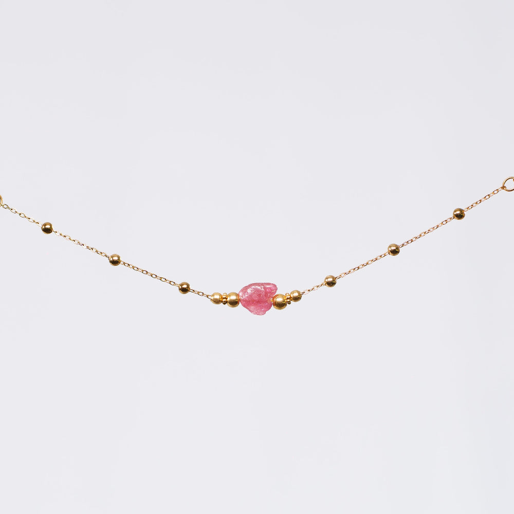 Bracelet Tourmaline Rose Eva - Acier Inoxydable Or