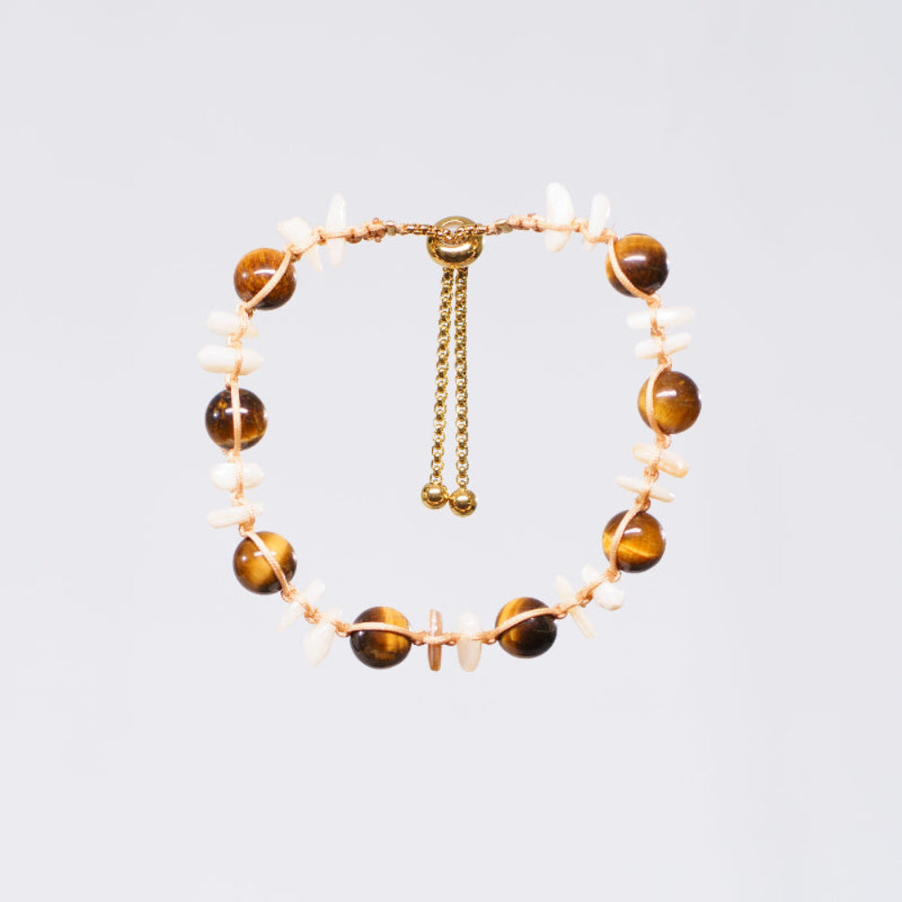 Bracelet Œil de Tigre Cédric - Acier Inoxydable Or
