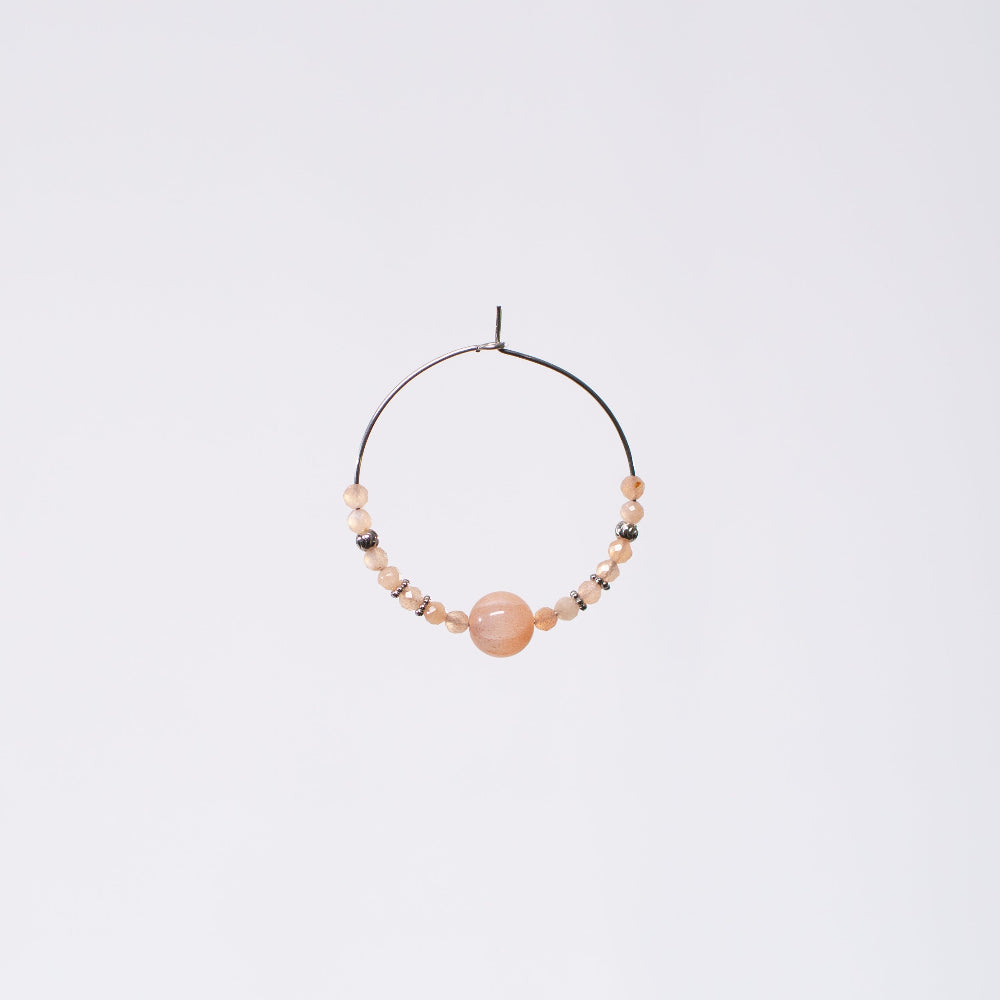 Boucle Oreille Pierre de Lune Célia - Acier Inoxydable Argent