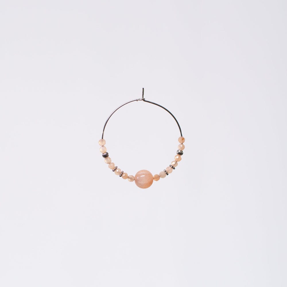 Boucle Oreille Pierre de Lune Célia - Acier Inoxydable Argent