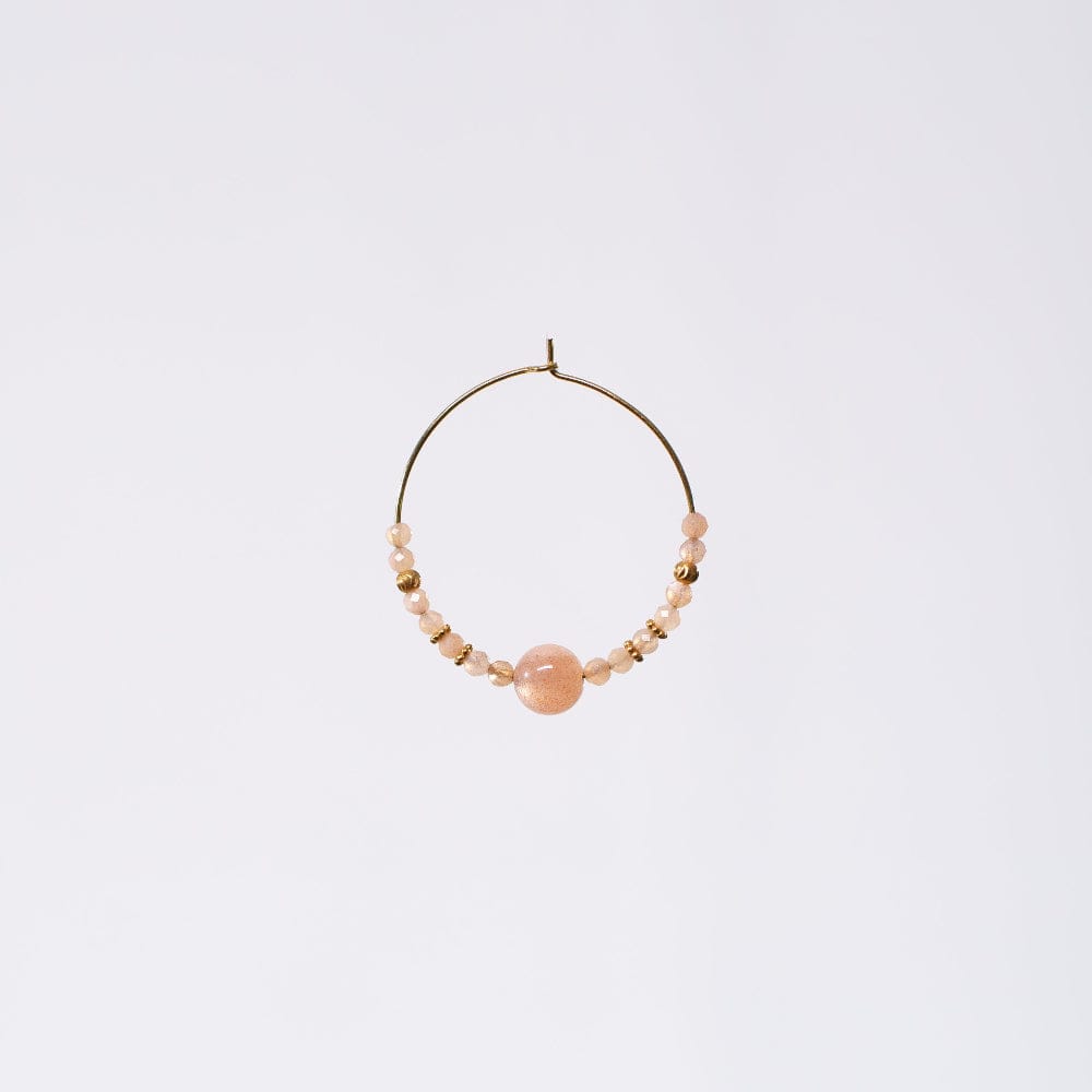 Boucle Oreille Pierre de Lune Célia - Acier Inoxydable Or
