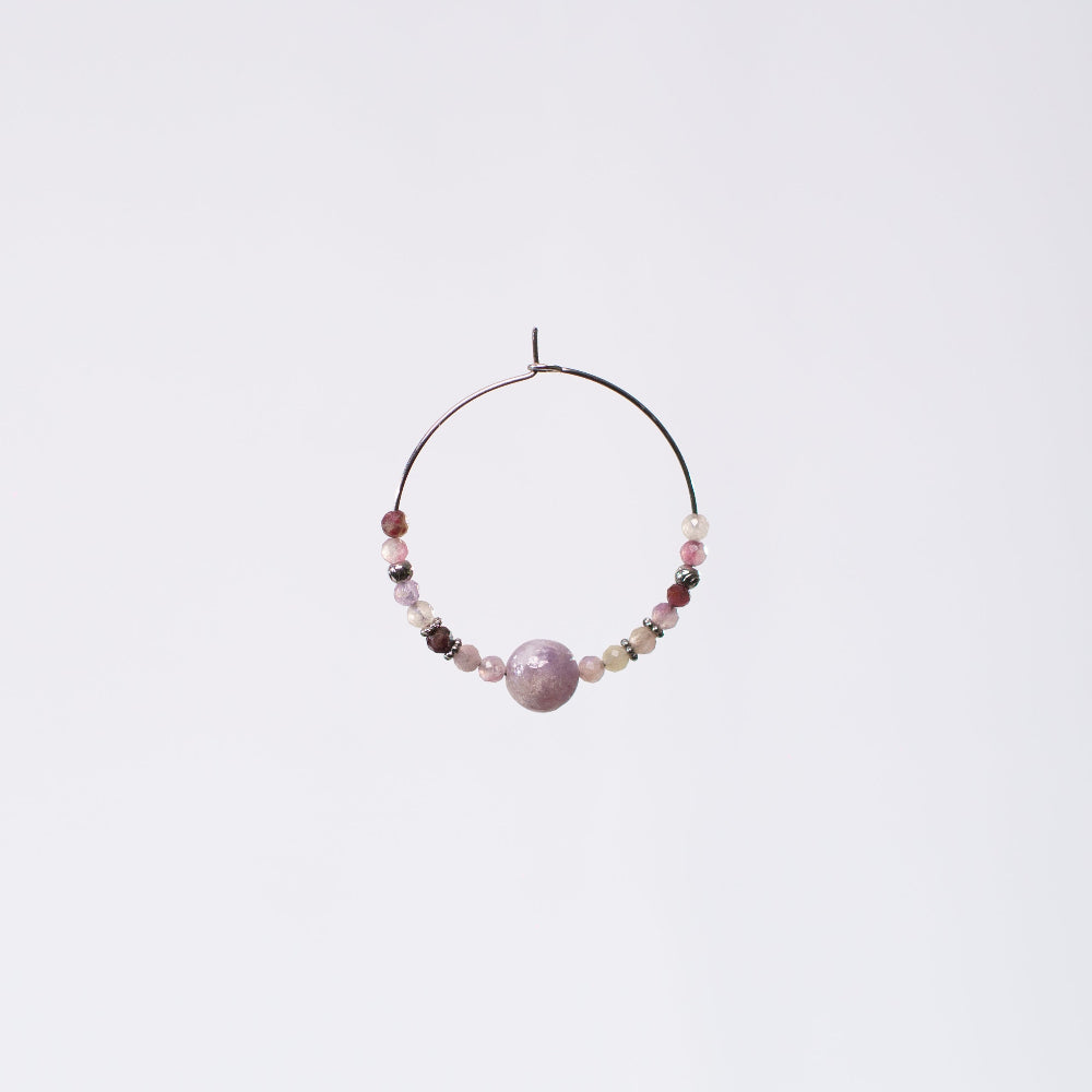 Boucle Oreille Tourmaline Rose Célia - Acier Inoxydable Argent
