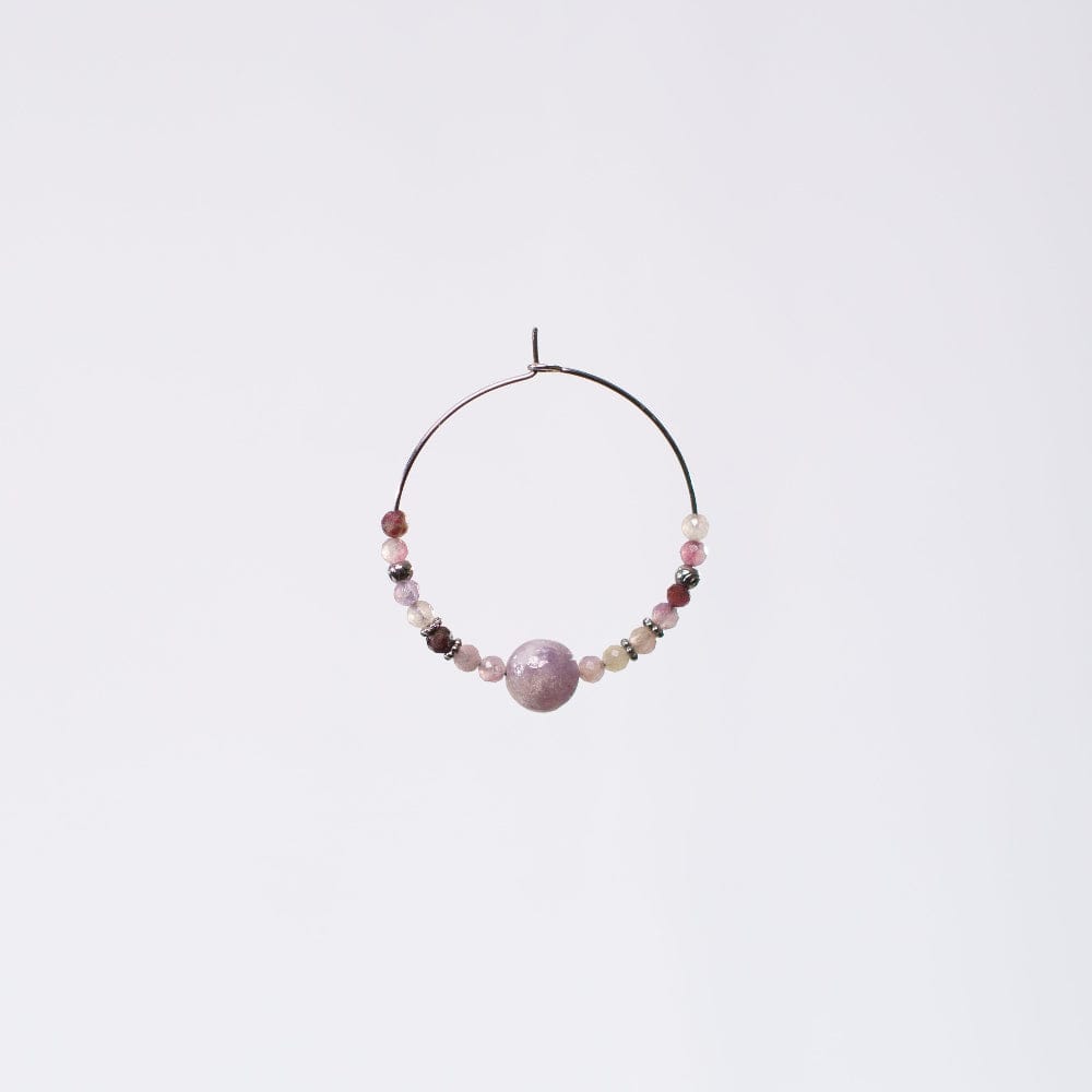 Boucle Oreille Tourmaline Rose Célia - Acier Inoxydable Argent