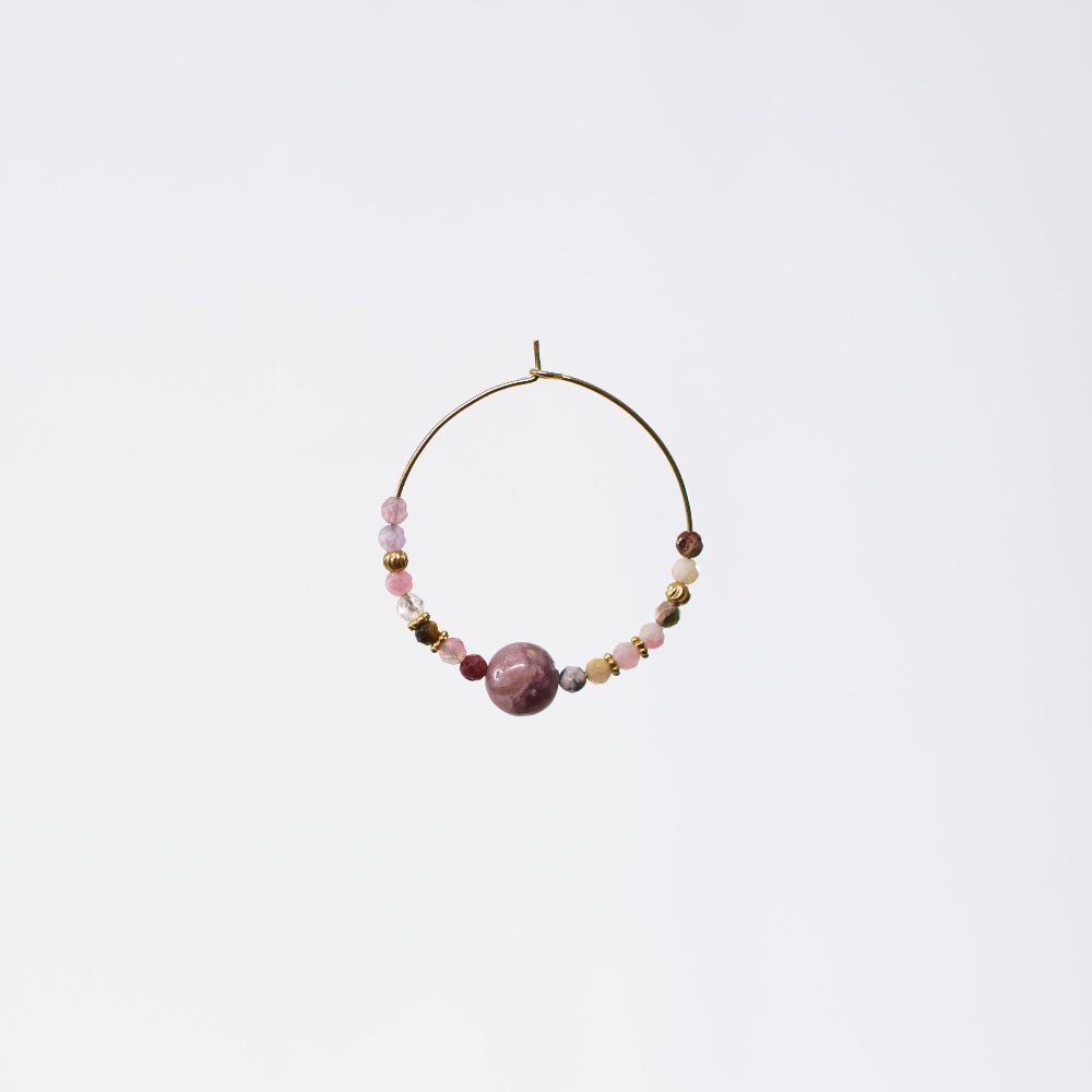 Boucle Oreille Tourmaline Rose Célia - Acier Inoxydable Or