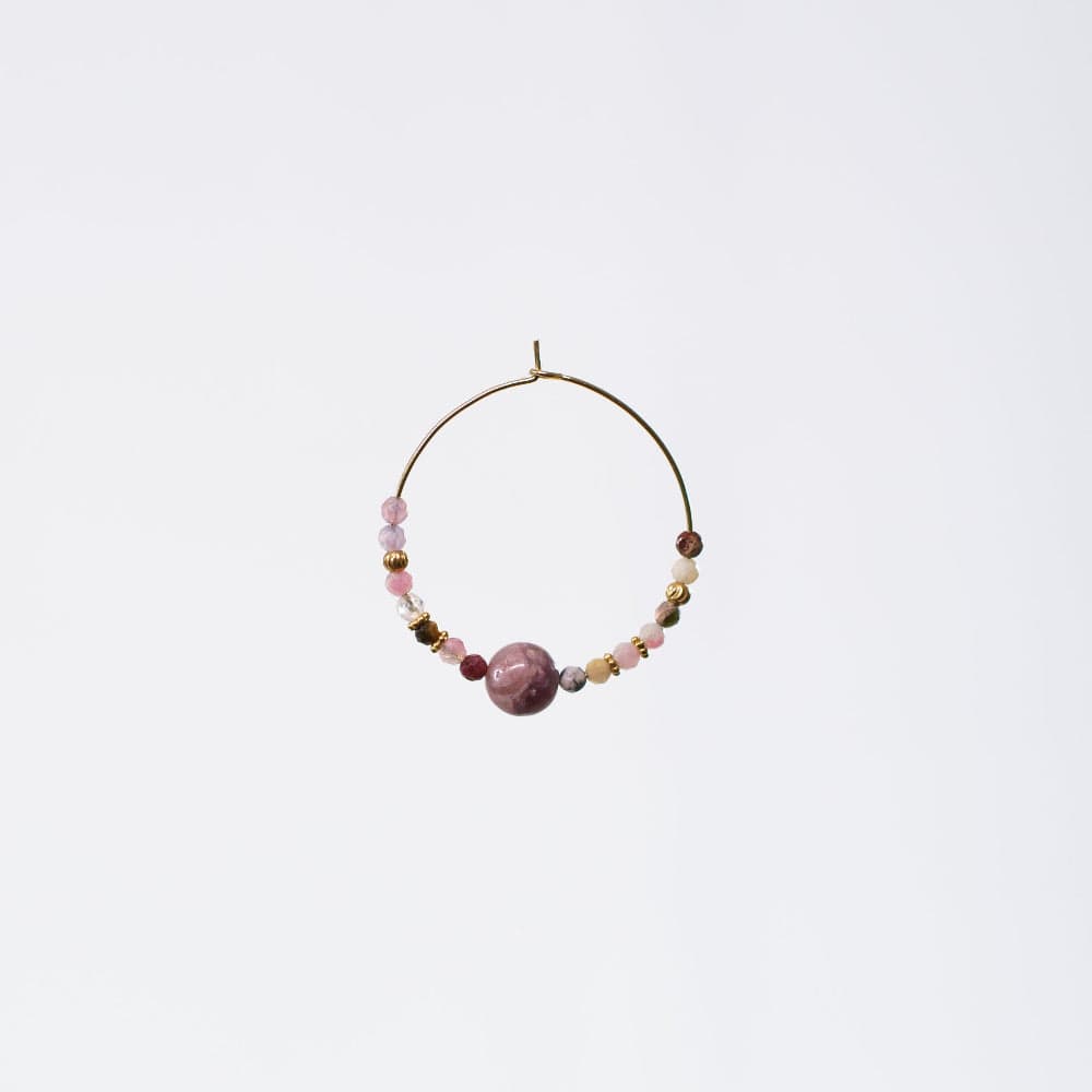 Boucle Oreille Tourmaline Rose Célia - Acier Inoxydable Or