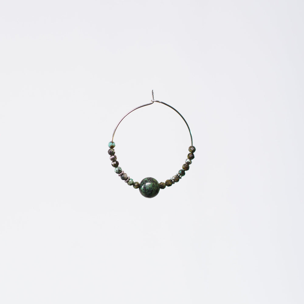 Boucle Oreille Turquoise Africaine Célia - Acier Inoxydable Argent