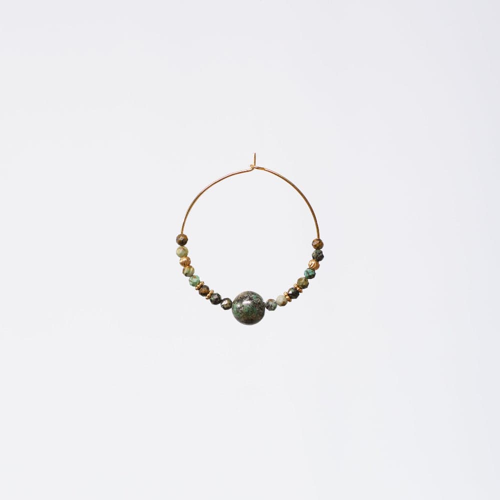 Boucle Oreille Turquoise Africaine Célia - Acier Inoxydable Or