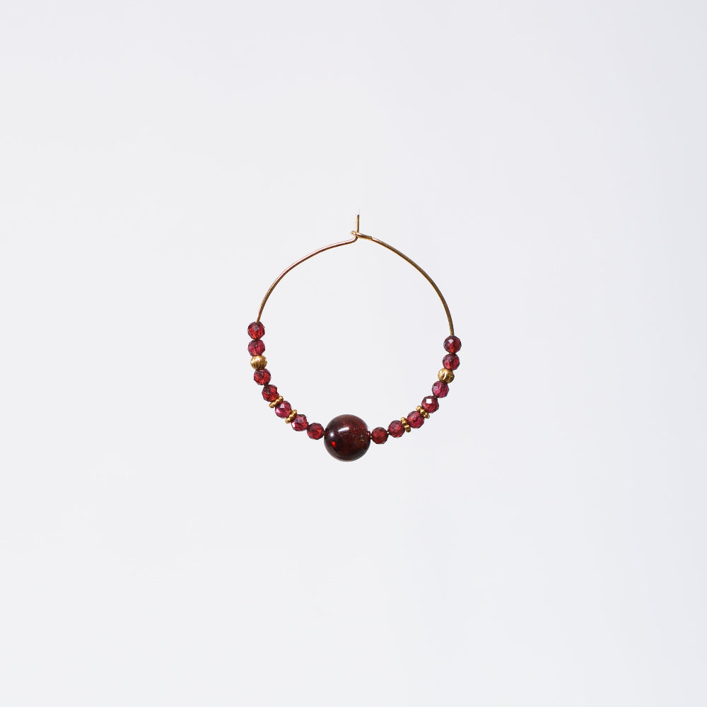 Boucle Oreille Grenat Célia - Acier Inoxydable Or