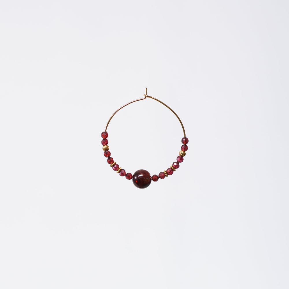 Boucle Oreille Grenat Célia - Acier Inoxydable Or