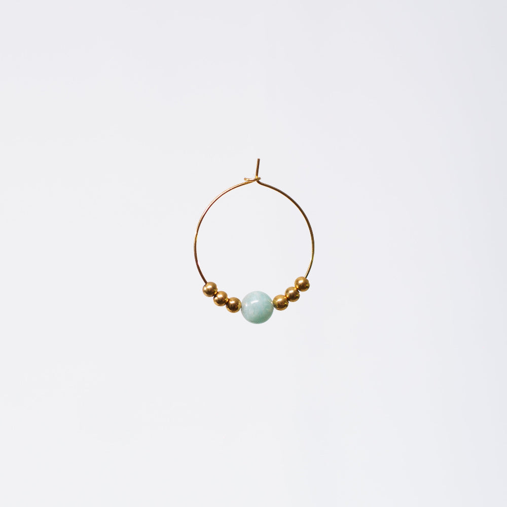 Boucle Oreille Amazonite Cassandra - Acier Inoxydable Or