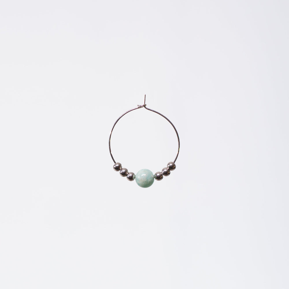 Boucle Oreille Amazonite Cassandra - Acier Inoxydable Argent