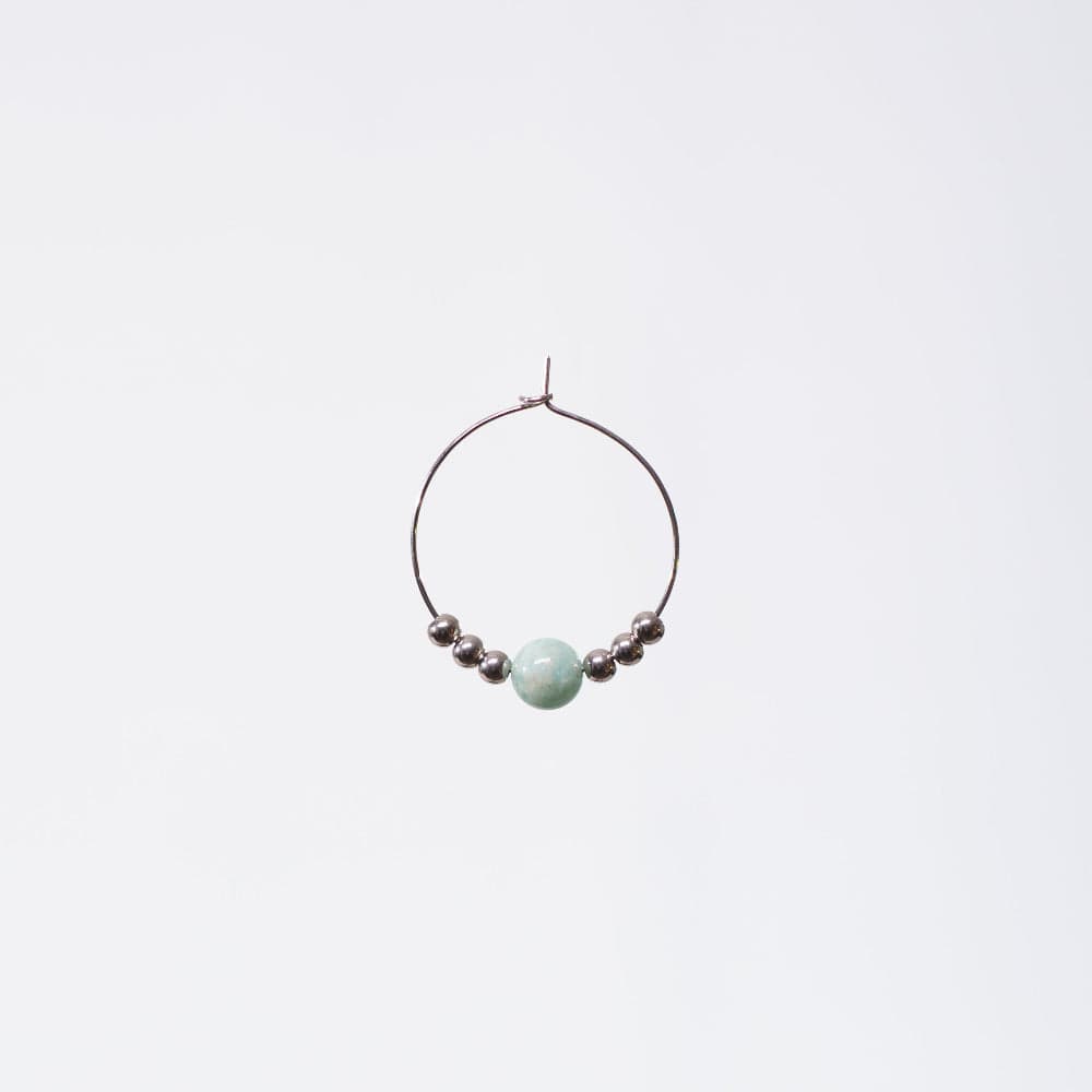 Boucle Oreille Amazonite Cassandra - Acier Inoxydable Argent