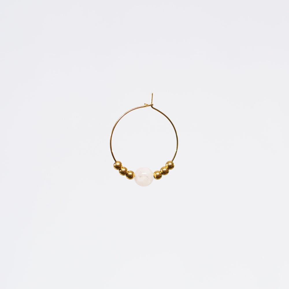Boucle Oreille Pierre de Lune Cassandra - Acier Inoxydable Or