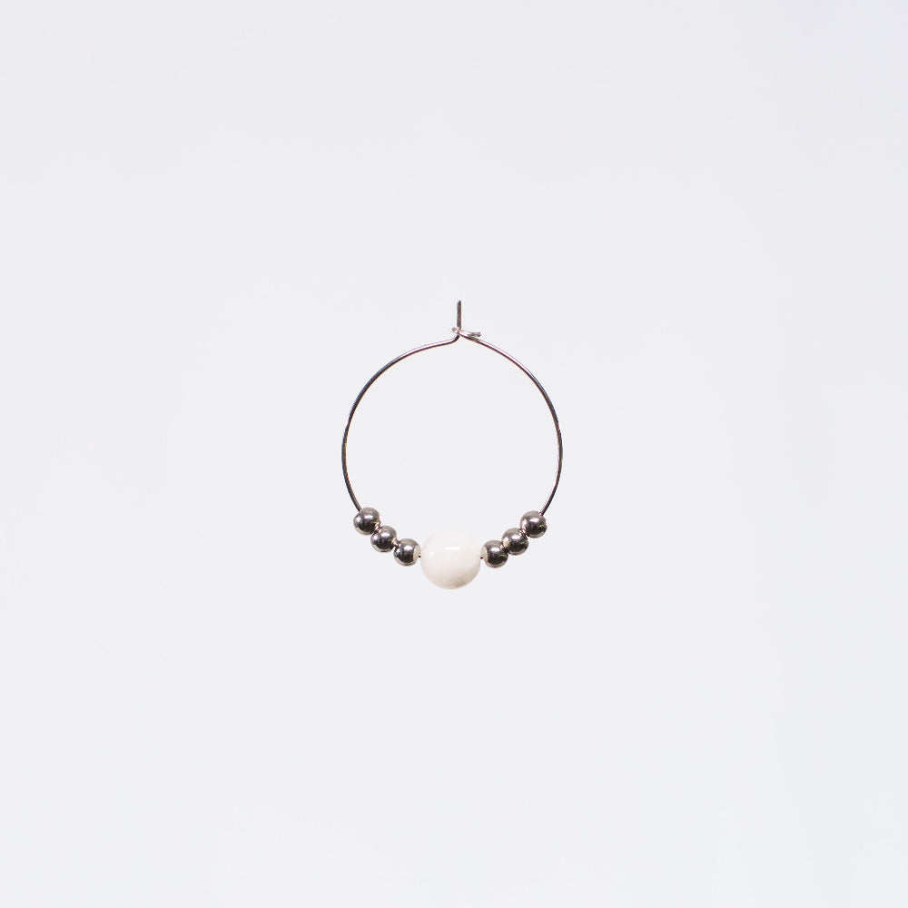 Boucle Oreille Pierre de Lune Cassandra - Acier Inoxydable Argent