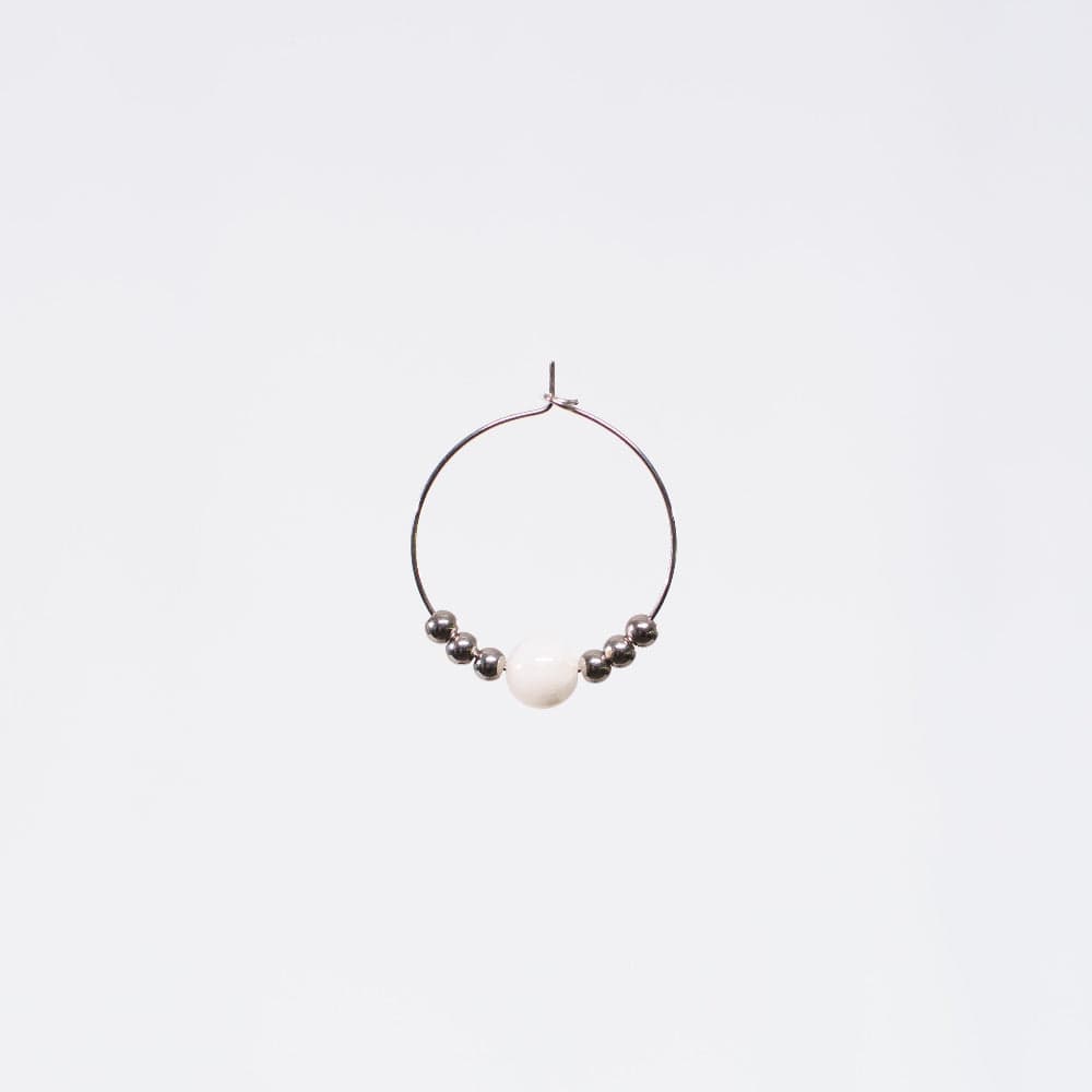 Boucle Oreille Pierre de Lune Cassandra - Acier Inoxydable Argent