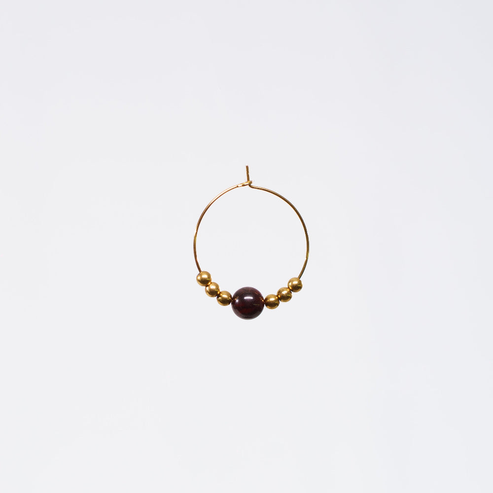 Boucle Oreille Grenat Cassandra - Acier Inoxydable Or
